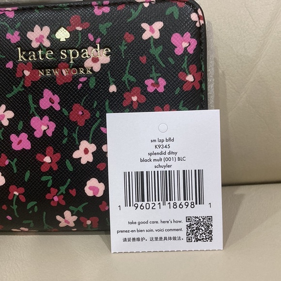 NWT Kate Spade Black Floral Splendid Ditsy Schuyler Small L Zip Bifold Wallet - Picture 15 of 15